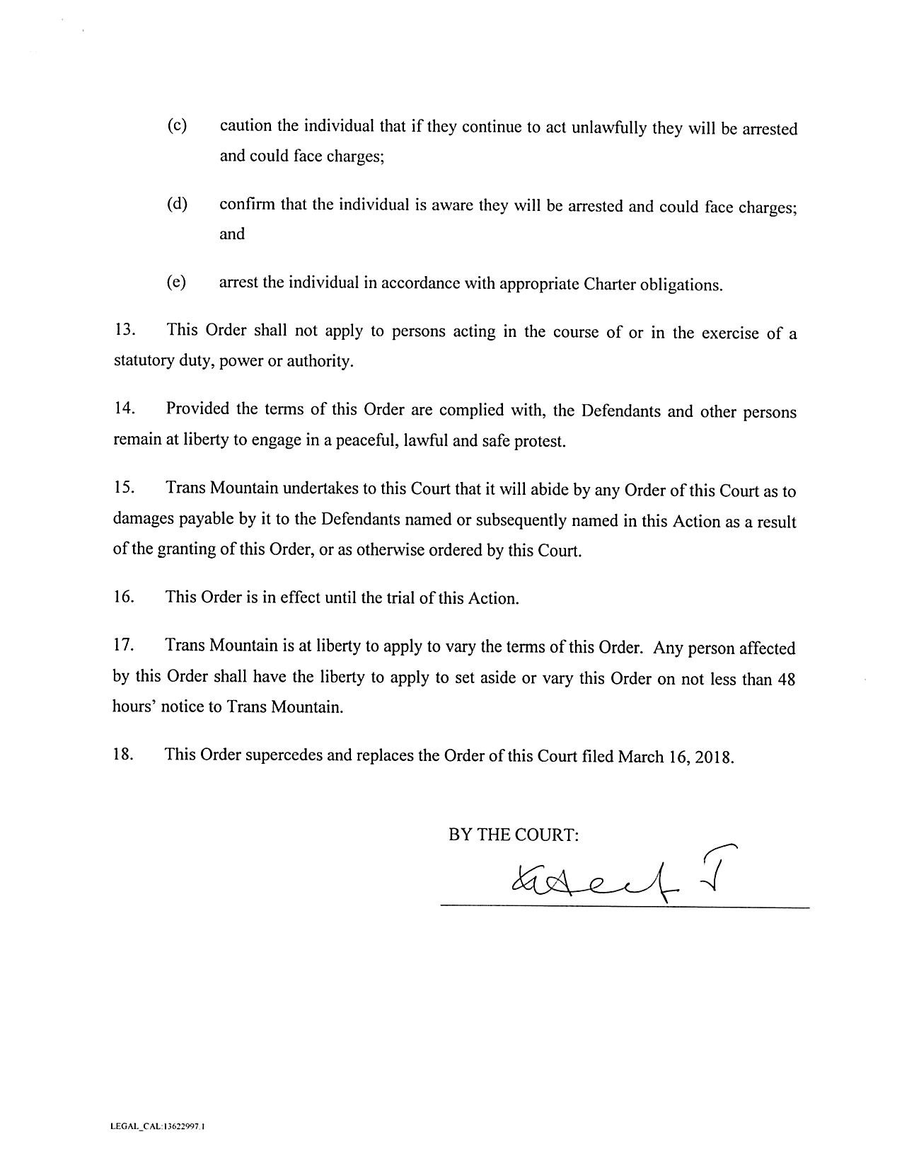 Trans Mountain - Injunction Order